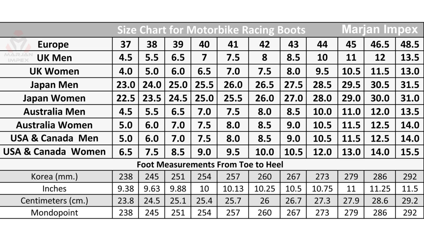 shoes size chart